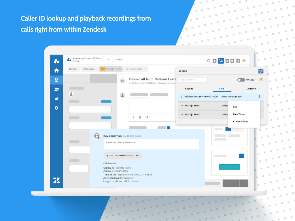 Wildix App Integration with Zendesk Support